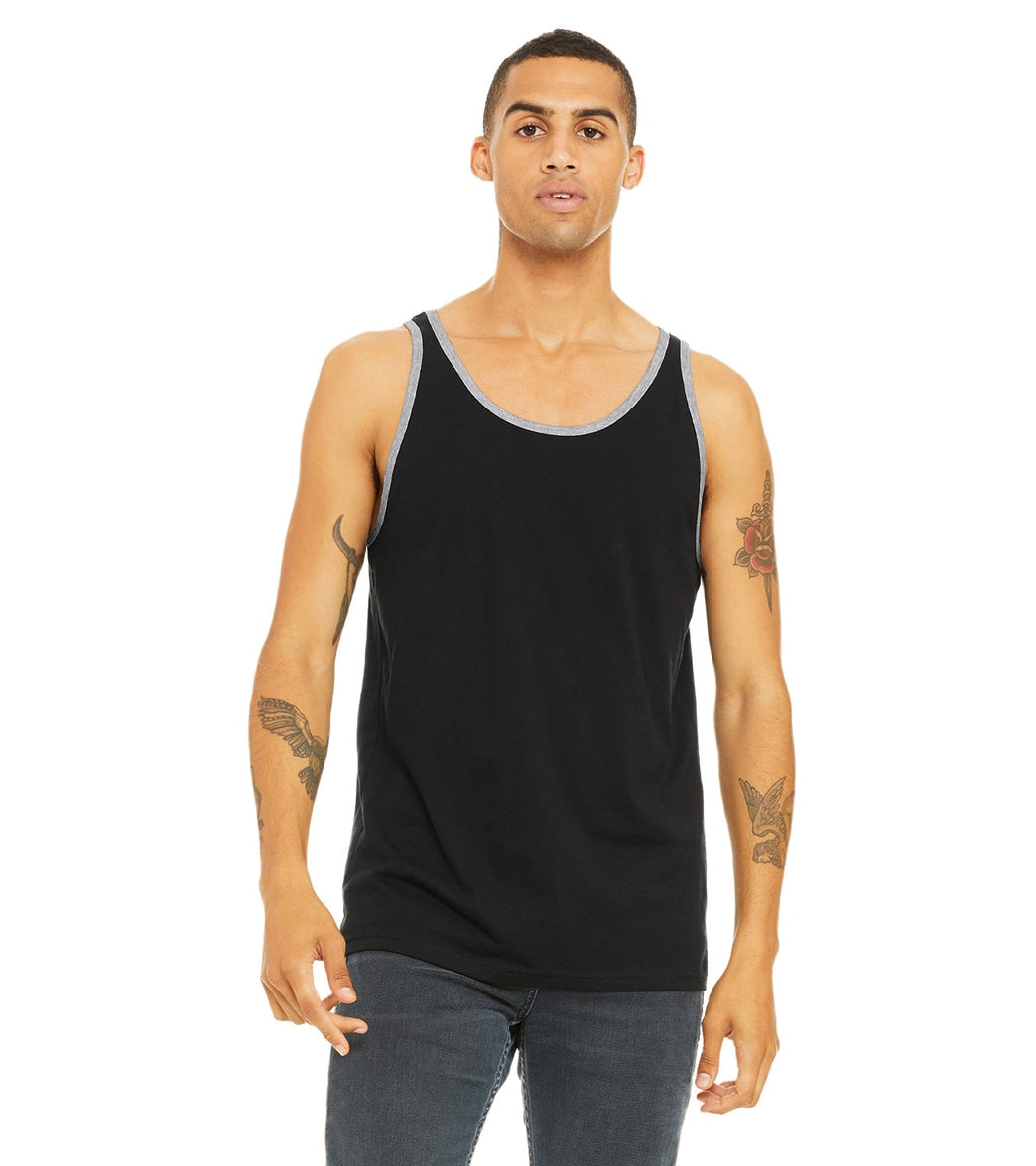 Bella + Canvas Unisex Jersey Tank - Black/Athletic Heather - L