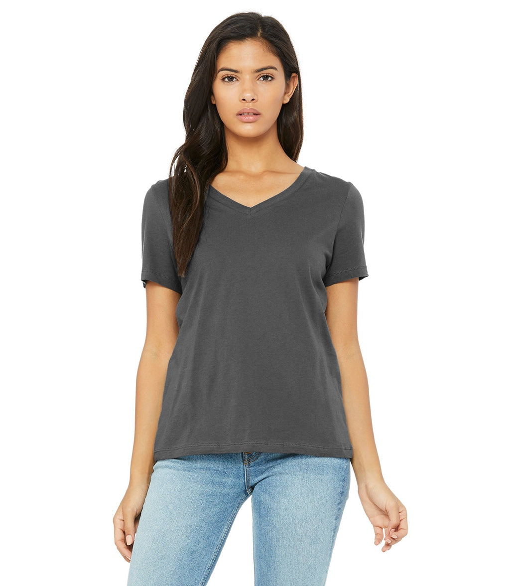 Bella + Canvas Women's Relaxed Jersey V-Neck T-Shirt - Asphalt - L