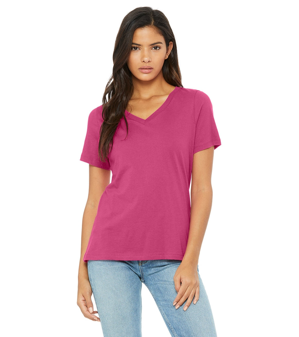 Bella + Canvas Women's Relaxed Jersey V-Neck T-Shirt - Berry - L