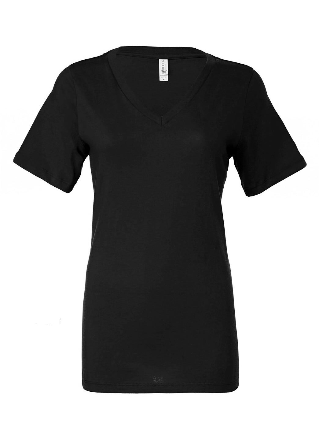 Bella + Canvas Women's Relaxed Jersey V-Neck T-Shirt - Black - L