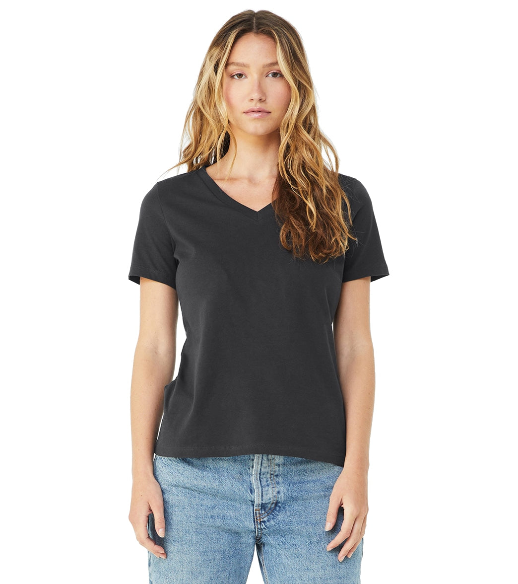 Bella + Canvas Women's Relaxed Jersey V-Neck T-Shirt - Dark Grey - L