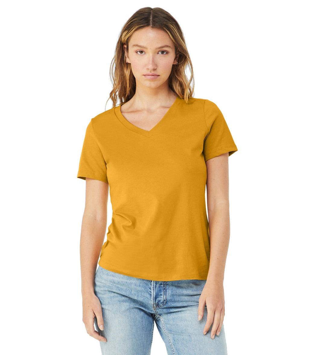 Bella + Canvas Women's Relaxed Jersey V-Neck T-Shirt - Mustard - L