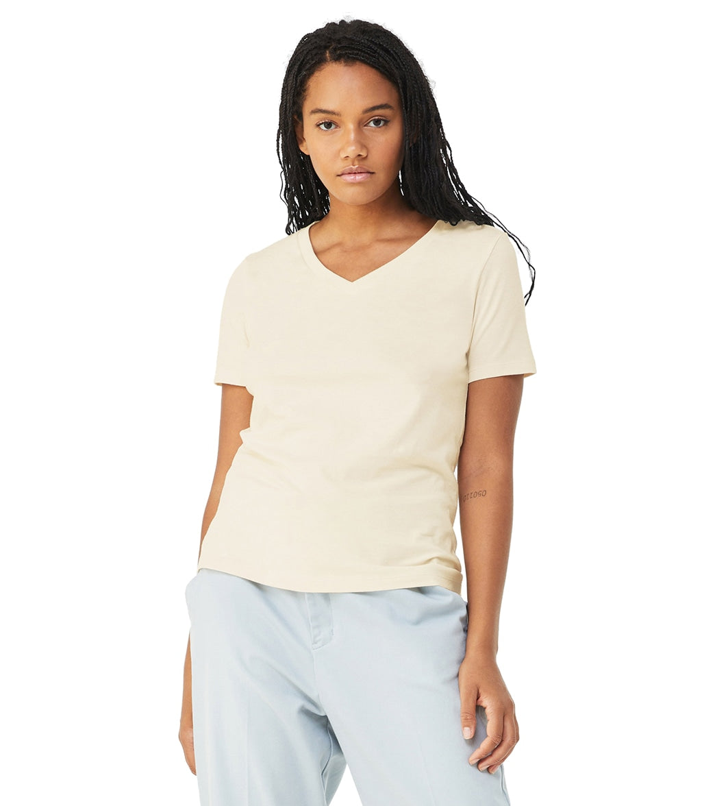Bella + Canvas Women's Relaxed Jersey V-Neck T-Shirt - Natural - L