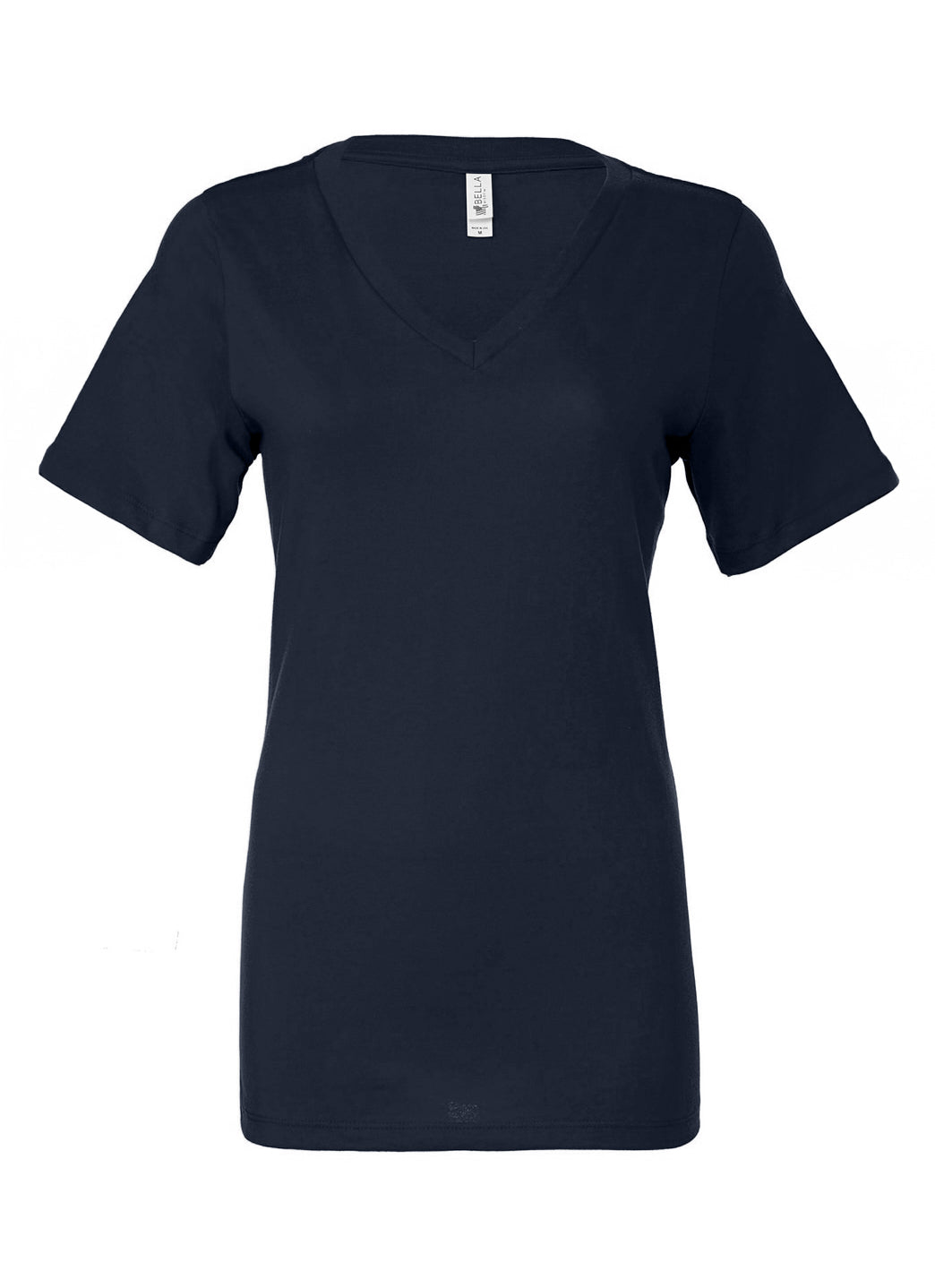 Bella + Canvas Women's Relaxed Jersey V-Neck T-Shirt - Navy - L