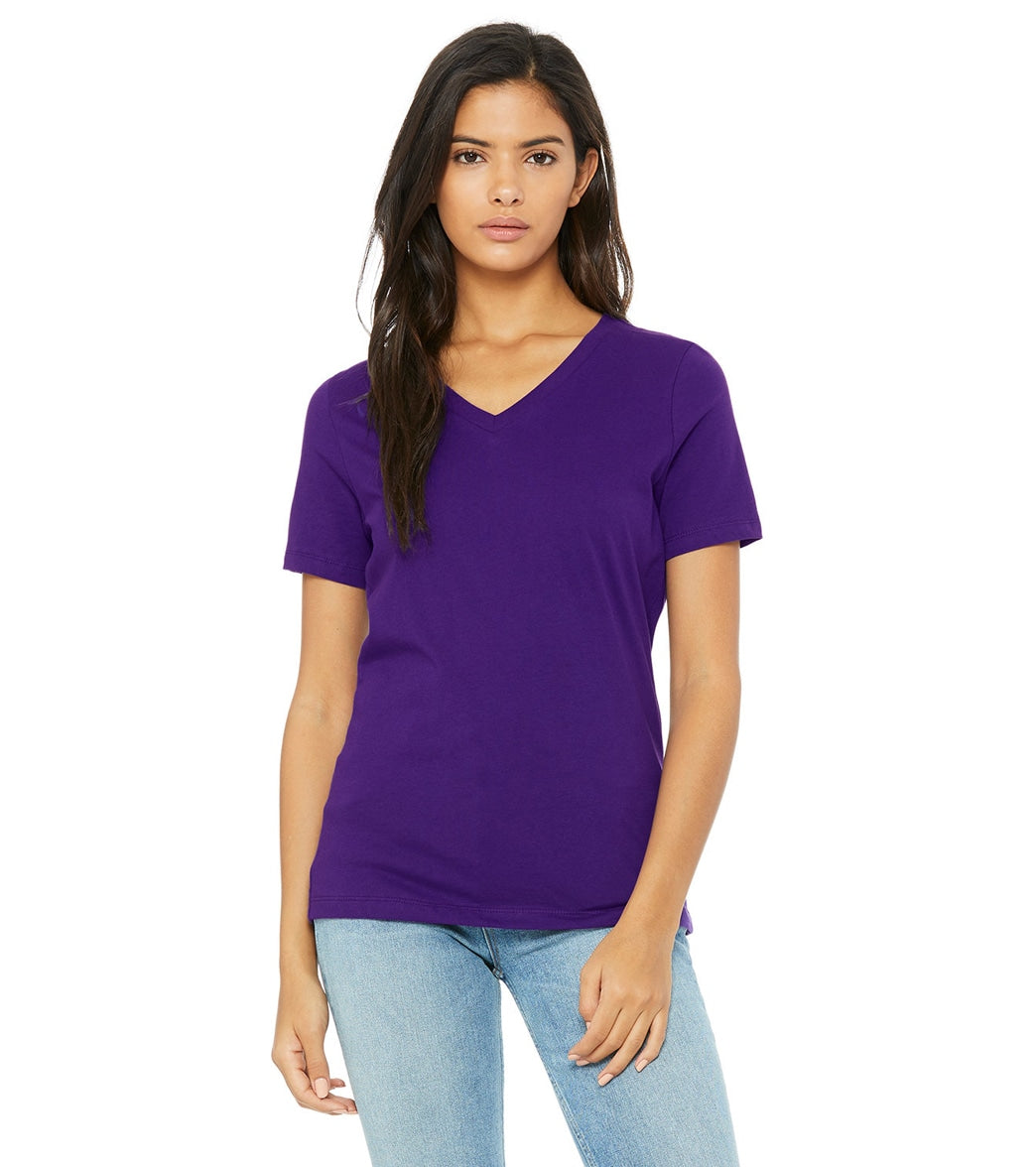Bella + Canvas Women's Relaxed Jersey V-Neck T-Shirt - Team Purple - L