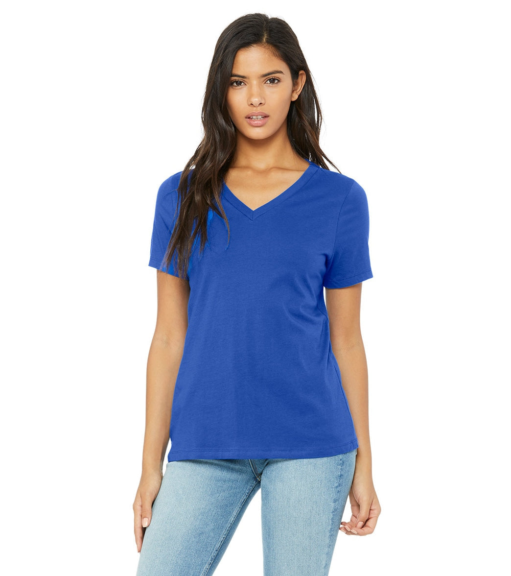 Bella + Canvas Women's Relaxed Jersey V-Neck T-Shirt - True Royal - L