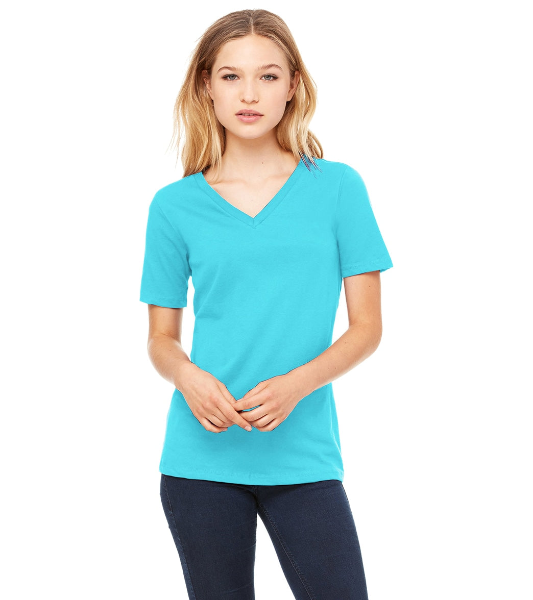 Bella + Canvas Women's Relaxed Jersey V-Neck T-Shirt - Turquoise - L