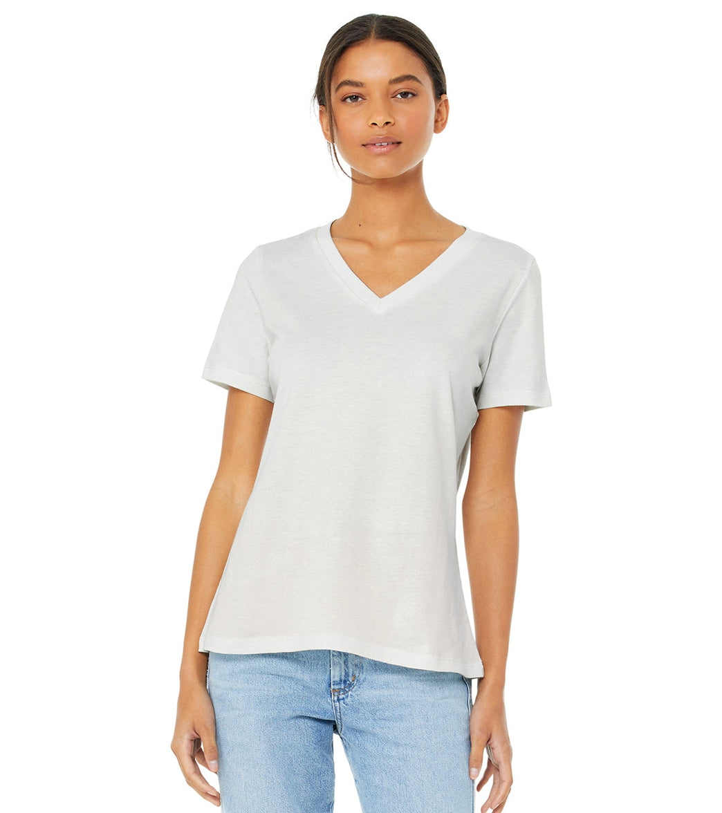 Bella + Canvas Women's Relaxed Jersey V-Neck T-Shirt - Vintage White - L