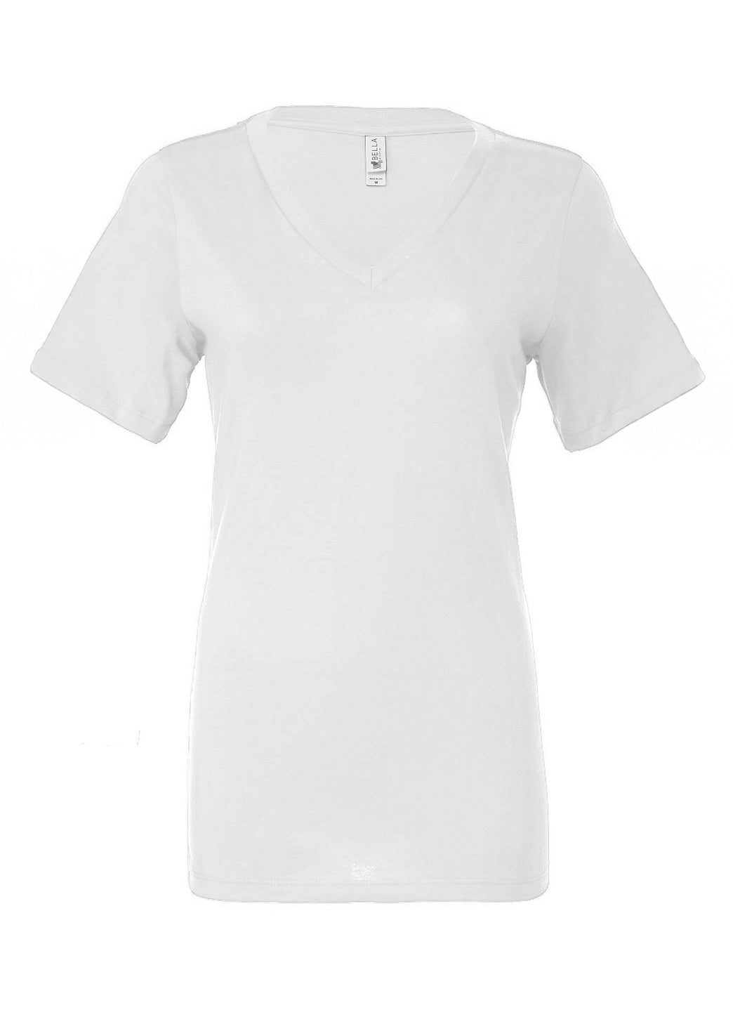 Bella + Canvas Women's Relaxed Jersey V-Neck T-Shirt - White - L