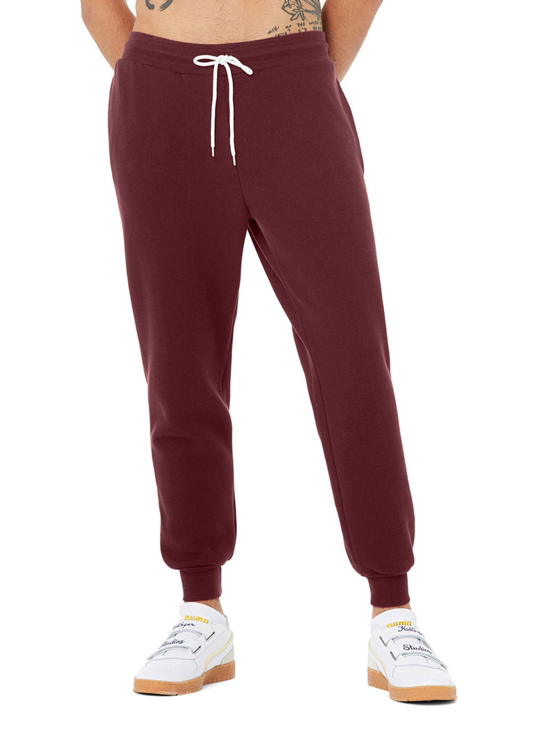 Bella + Canvas Unisex Jogger Sweatpants - Maroon - L