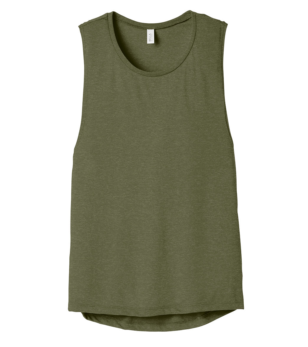 Bella + Canvas Women’s Flowy Scoop Muscle Tank - Heather Olive - L