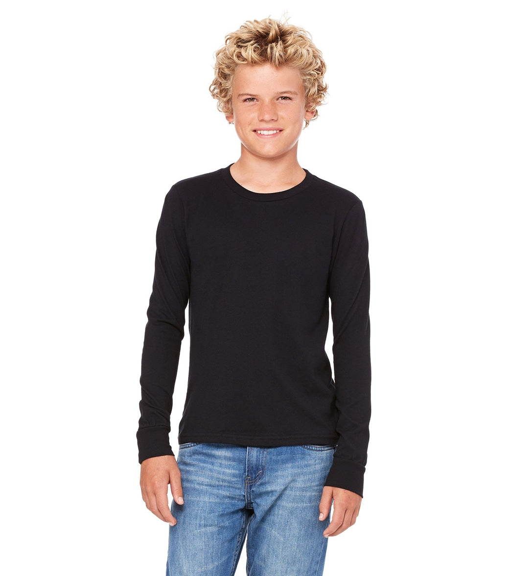 Bella + Canvas Youth Jersey Long Sleeve T-Shirt - Black - L