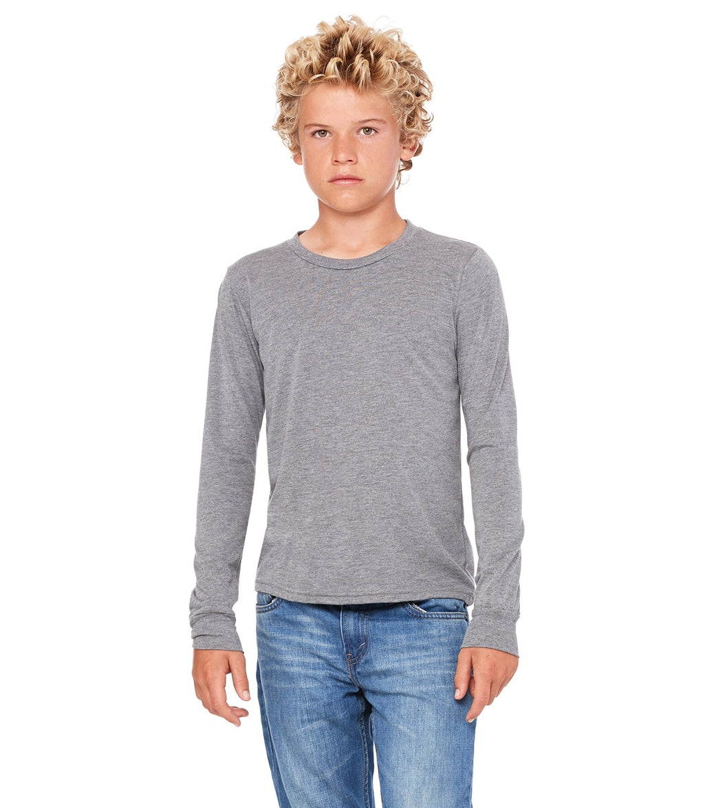 Bella + Canvas Youth Jersey Long Sleeve T-Shirt - Grey Triblend - L