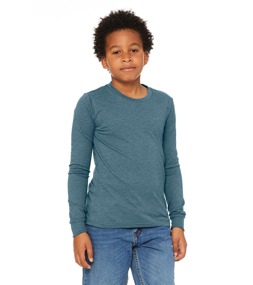 Bella + Canvas Youth Jersey Long Sleeve T-Shirt - Heather Deep Teal - L