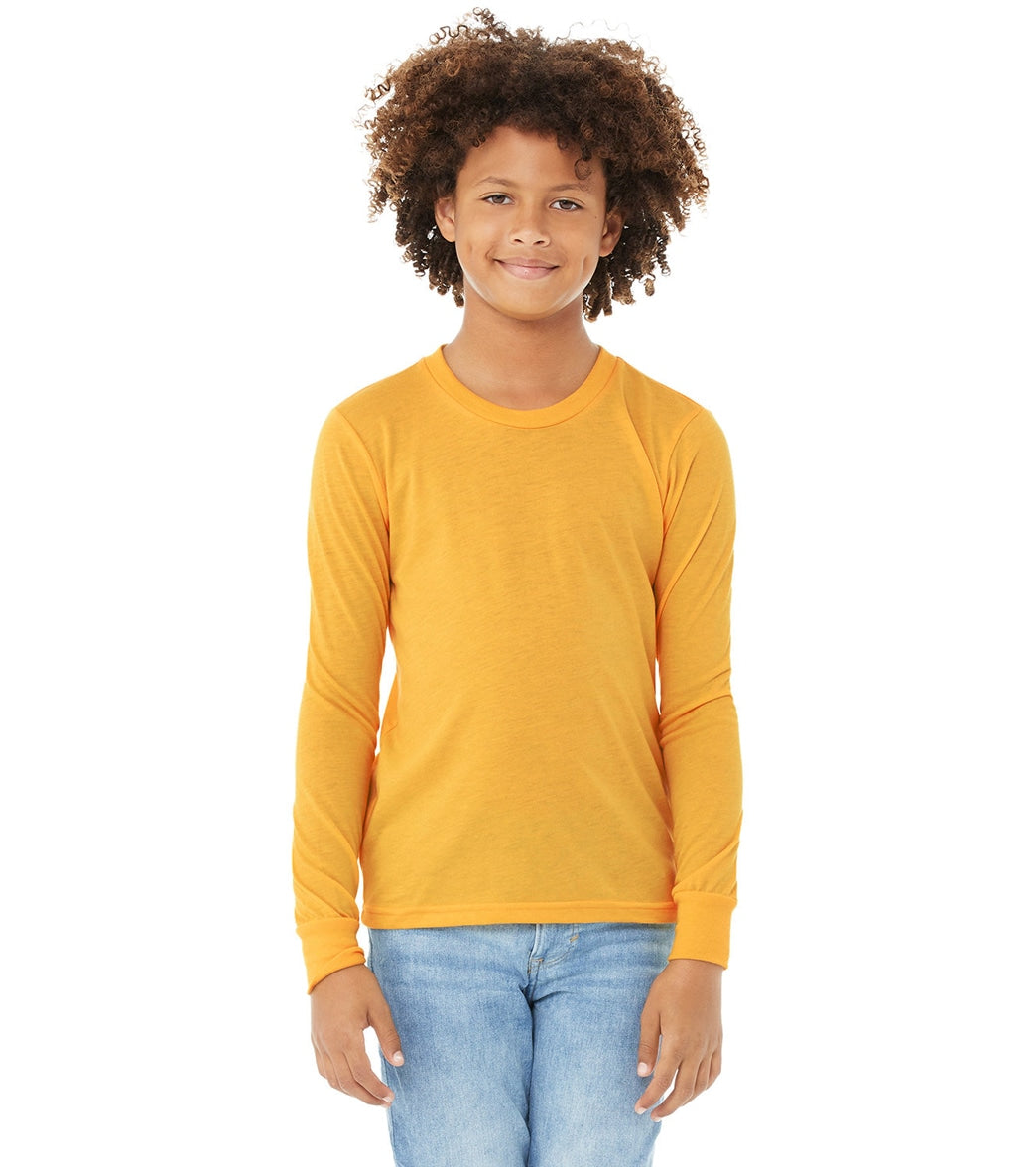 Bella + Canvas Youth Jersey Long Sleeve T-Shirt - Heather Yellow Gold - L
