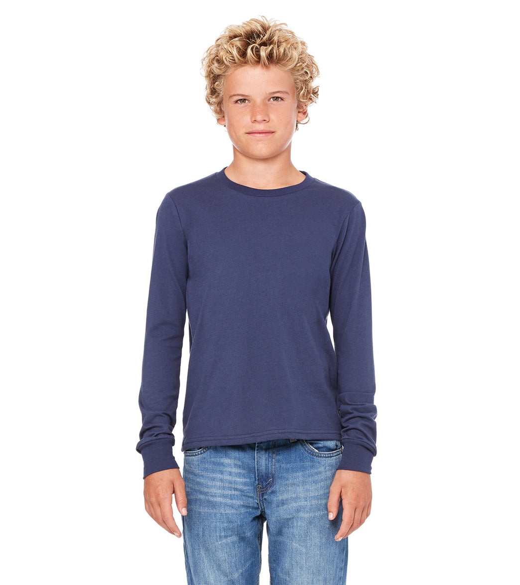 Bella + Canvas Youth Jersey Long Sleeve T-Shirt - Navy - L