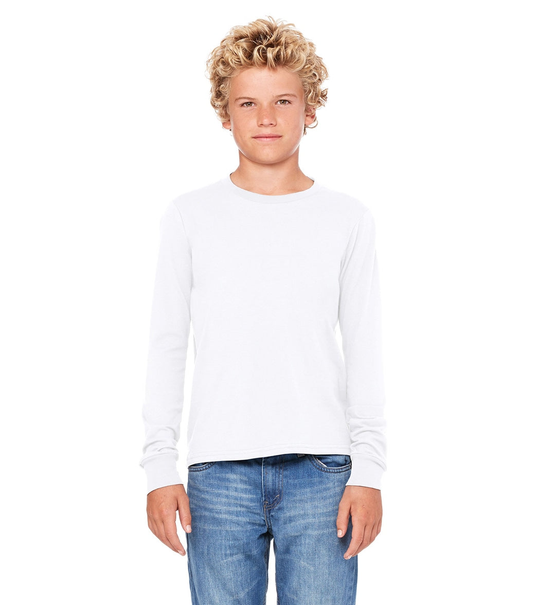 Bella + Canvas Youth Jersey Long Sleeve T-Shirt - White - L