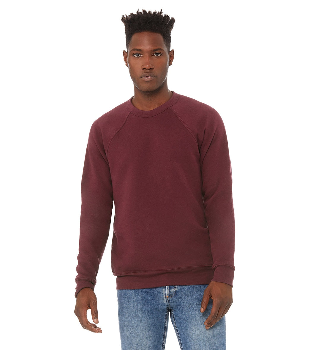Bella + Canvas Unisex Sponge Fleece Crew Neck Sweatshirt - Heather Red - L
