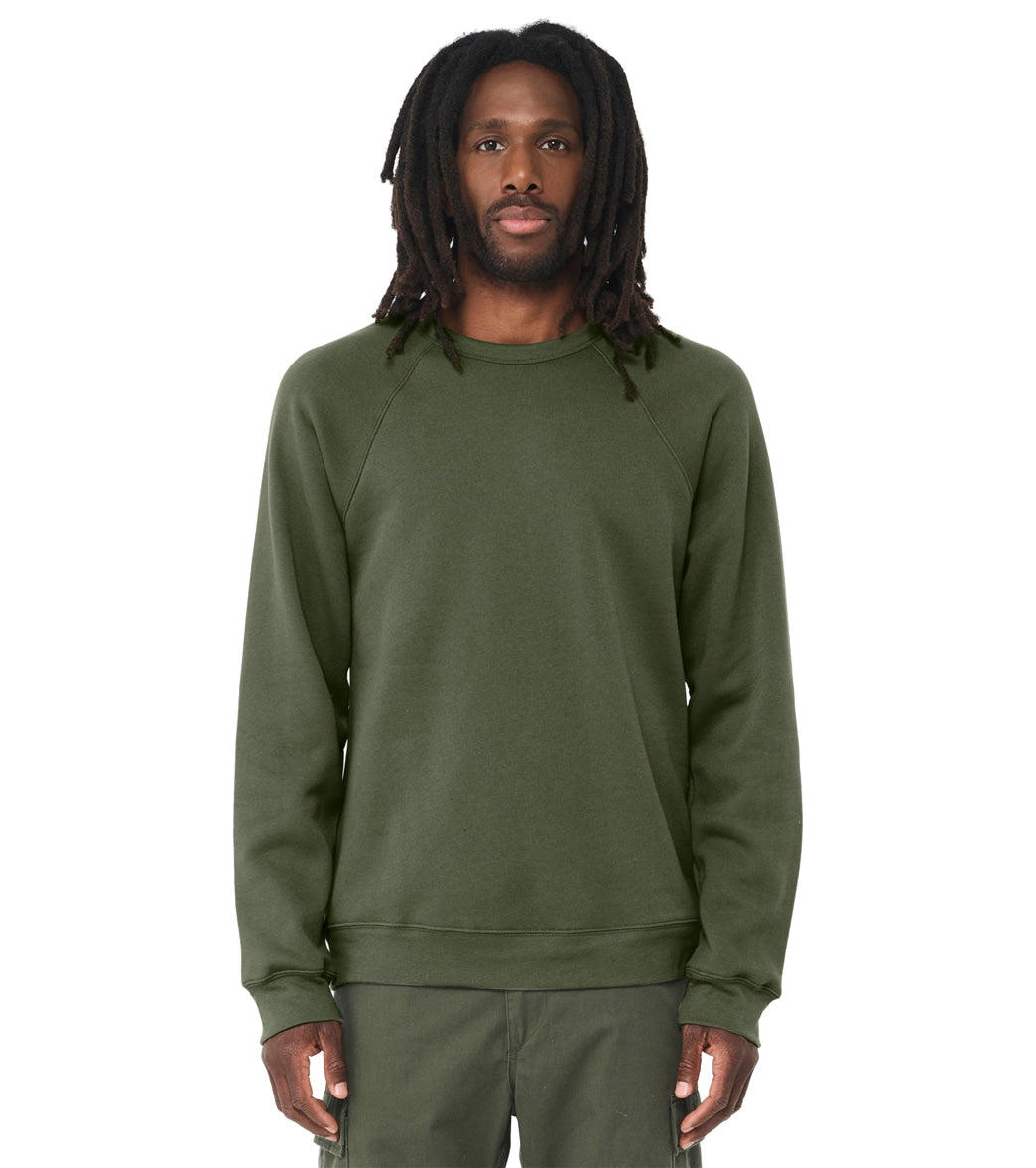 Bella + Canvas Unisex Sponge Fleece Crew Neck Sweatshirt - Military Green - L